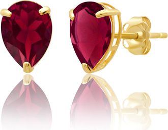 MAX + STONE 14k Yellow or White Gold Teardrop 8mm Gemstone Pear Shape Stud Earrings