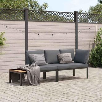 vidaXL Set De Muebles De Jard&iacute;n 2 Pzas Y Cojines Rat&aacute;n Sint&eacute;tico Negro Vidaxl