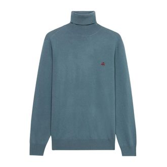 Brooks Brothers Truien & Vesten, Heren, Blauw, XL, Wol, Lamswol coltrui met logo