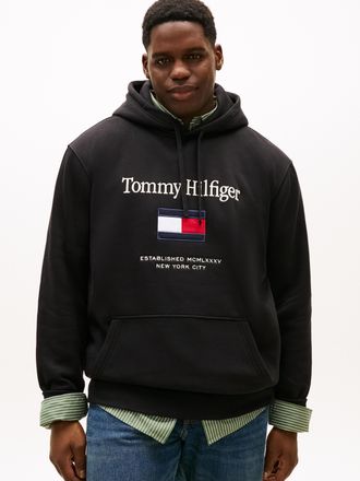 Tommy Hilfiger Big & Tall Hoodie BT-TOMMY EMBRO FLAG, Herren, Gr. 4XL, schwarz, Sweatware, Obermaterial: 64% Baumwolle, 36% Polyester, TOMMY HILFIGER BIG & TALL, regular fit no