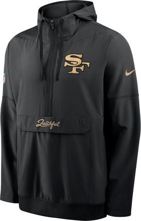 Nike San Francisco 49ers Rivalries Collection Sideline Anorak Nike Mens NFL 1/2-Zip Hooded Jacket in Black | 03AT912Z9B-MDB