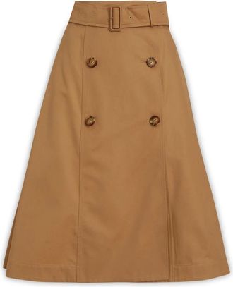 Burberry Trench Rok - Dames - Midirokken - Bruin - 3XS - Katoen - Rokken