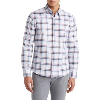 Stone Rose DRY TOUCH Plaid Performance Button-Up Shirt in White at Nordstrom Rack, Size Xxx-Large