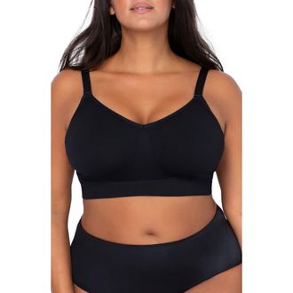 Curvy Couture Smooth Seamless Comfort Bralette in Black Hue at Nordstrom, Size 4Xl+