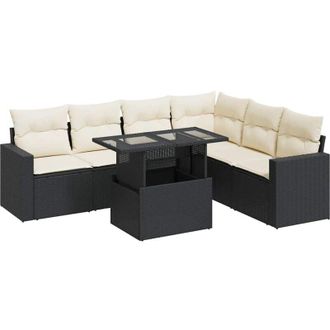 vidaXL Set Divani da Giardino con Cuscini 7pz Nero Polyrattan - Vidaxl