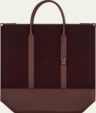 Loro Piana Mens Beam Cashmere and Leather Large Tote Bag