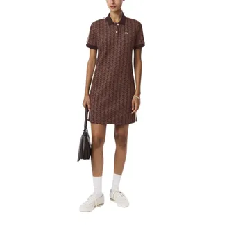 Lacoste Shirt Dresses, female, Brown, Size: XS Geometric-pattern Polo Dress