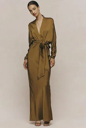 Rococo Sand Dolman-Sleeve Plunge Maxi Dress