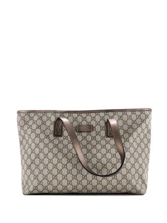 Gucci Plus GG Coated Canvas with Leather Large tote bag - Verde