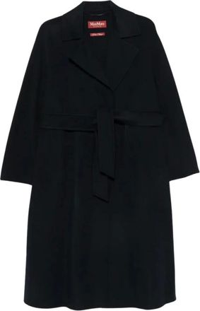 Max Mara Double-drap jas van wol- kasjmier en zijde - Dames - Mantels - Blauw - Maat: M Zijde