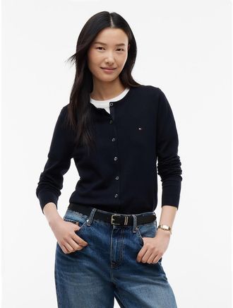 Tommy Hilfiger Womens Lightweight Cardigan - Navy Blue - XXL