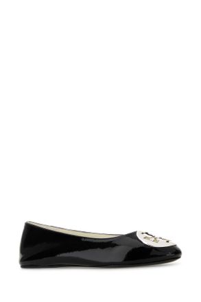 Tory Burch Womens Black Leather Reva Ballerinas 006 Ballerine Flat Shoes