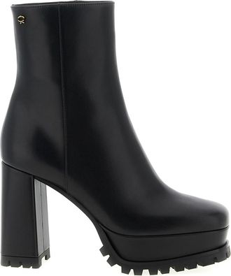 Gianvito Rossi Harlem Enkellaarsjes - Dames - Laarzen met Hak - Zwart - 41 EU - Leer - Schoenen
