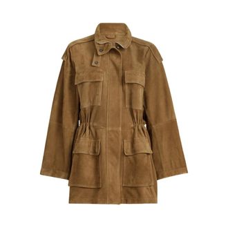 Brunello Cucinelli Saharienne Suede Jacket - female - Brunello Cucinelli - Belted Coats - Brown - M - Coats