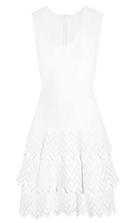 Alaia White Zigzag Tiered Mini Dress Size L