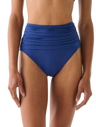 Kate Spade New York Shirred High Waist Bikini Bottom in North Sea at Nordstrom, Size X-Small