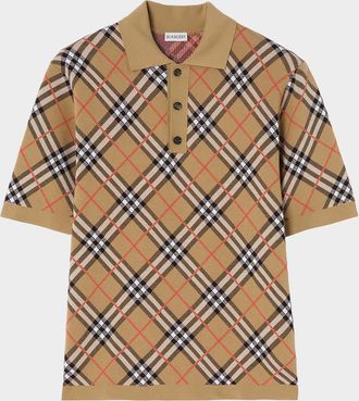 Burberry Men & apos;s Marlow Cotton Check Knit Polo Shirt