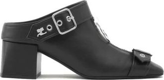 Courr&egrave;ges Zwarte leren Gogo sandalen met rits - Dames - Muiltjes - Zwart - 37 EU - Leer - Schoenen