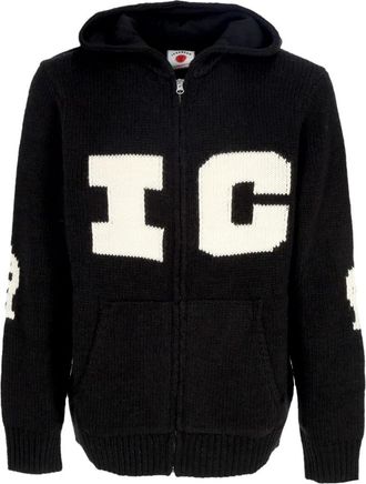 Icecream Hardlopende Hond Jacquard Hoodie Sweater - Heren - Vesten - Zwart - L - Wol - Truien & Vesten