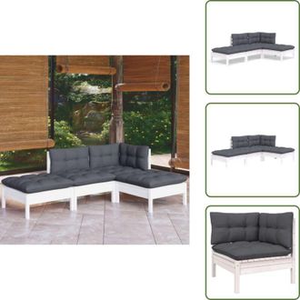 vidaXL The Living Store Set Salotto da Giardino 4 pz con Cuscini Legno Massello di Pino - Salotto da giardino