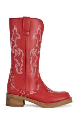 Azalea Wang Mariana Flat Boot in Red at Nordstrom, Size 10