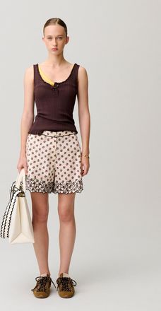 Claudie Pierlot Short popeline broderie fleur