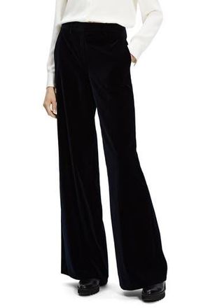 Theory Demitria Stretch Velveteen Flare Leg Trousers in Baltic - Xhx at Nordstrom Rack, Size 00