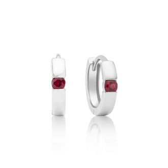 MAX + STONE 14k Yellow or White Gold Small Round Gemstone Huggie Hoop Earrings