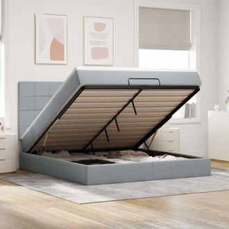 vidaXL Vidaxl - Estructura De Cama Otomana Colch&oacute;n Tela Gris Claro 160x200cm