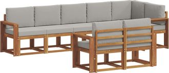 vidaXL Conjunto De Sof&aacute;s De Exterior 8 Uds. Gris Natural Y Claro Vidaxl