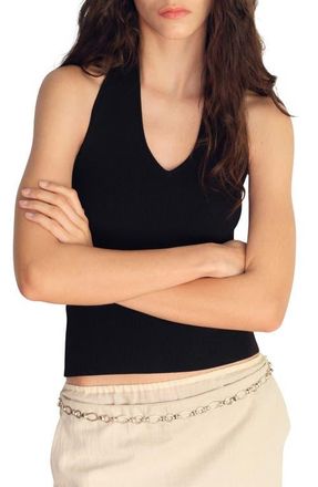 Mango Halter Neck Rib Top in Black at Nordstrom, Size X-Large