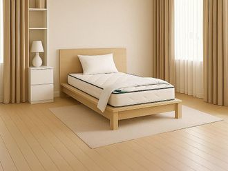 Vente-Unique Set da letto 90 x 190 cm materasso in schiuma e tessuto di bamb&ugrave; spessore 15 cm + piumone + 1 cuscino - KANANI di NATUREA