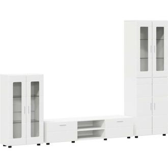 vidaXL TV Cabinet Set with Drawer with Shelf White Engineered Wood vidaXL