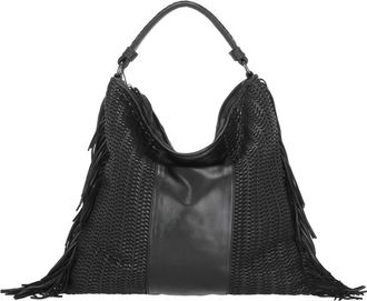 Reptiles House Braided Black Shopping Bag with Fringes