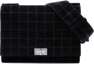Chanel Pre-owned Vintage Quilted Suede Crossbody Bag - Dames - Vintage Schoudertas - Zwart - ONE Size - Leer - Vintage