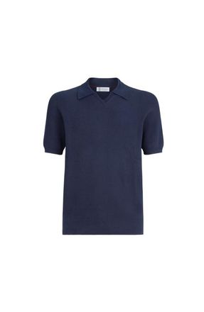 Brunello Cucinelli Cotton English rib knit polo in Navy Blue at Nordstrom, Size 46 It