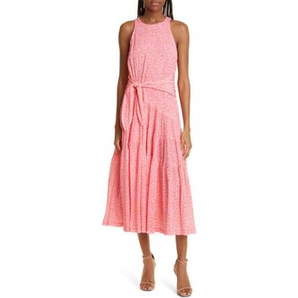 Cinq &agrave; Sept Nelly Tie Waist Tiered Maxi Dress in Pink Lemonade at Nordstrom Rack, Size 10