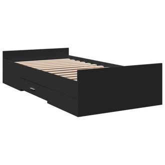 Berkfield Home Modern Bed Frame with Drawers without Mattress Black 75x190 cm Sm | Size: Small Single