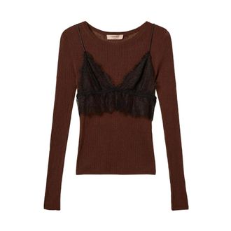 Twinset Dames, Truien, Bruin, Maat: M