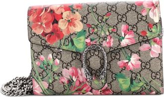 Gucci Dionysus Chain Wallet Blooms Print GG Coated Canvas Small crossbody bag - Bruin