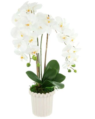 Creative Displays Inc. Handmade Faux Orchid Arrangement In Fluted Vase