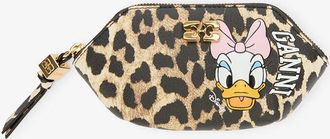 Ganni Brown Daisy Duck Leopard Coin Purse