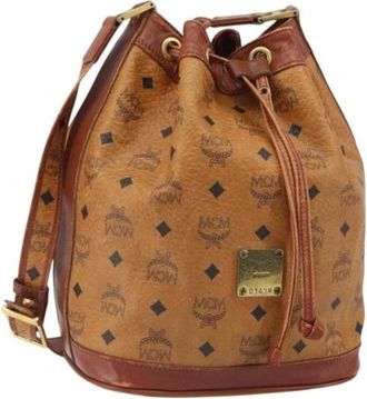 MCM Pre-owned Bucket Bags, female, Brown, Size: ONE SIZE Pre-owned Plastic Shoulder Bag