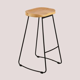Sklum Taburete Alto En Acero Y Madera De Olmo Neicol Sklum