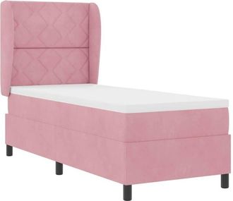 vidaXL Box Spring Bed with Mattress Pink 80 x 200 cm Velvet vidaXL