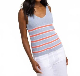 Southern Tide Alli Striped Sweater Tank In Subdued Blue
