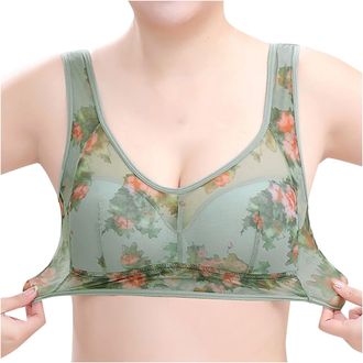 Generic Ice Silk Lace Cooling Comfort Bra, Ice Silk Comfort Bra for Older Women, Seamless Wireless Push up Bras for Women,ice Silk Bra Gifts for Women Soft