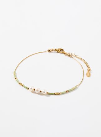 Simons Womens Bead and pearl ankle chain