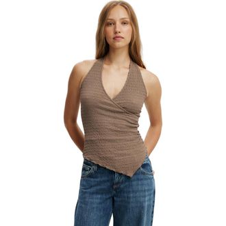 Cotton On Womens Marnie Textured Halter in Washed Mocha at Nordstrom, Size Xx-Small