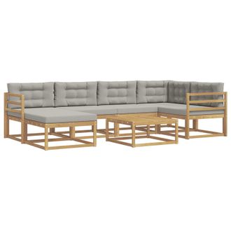 vidaXL Conjunto De Sof&aacute;s De Exterior 7 Pcs Blanco Y Gris Claro Vidaxl